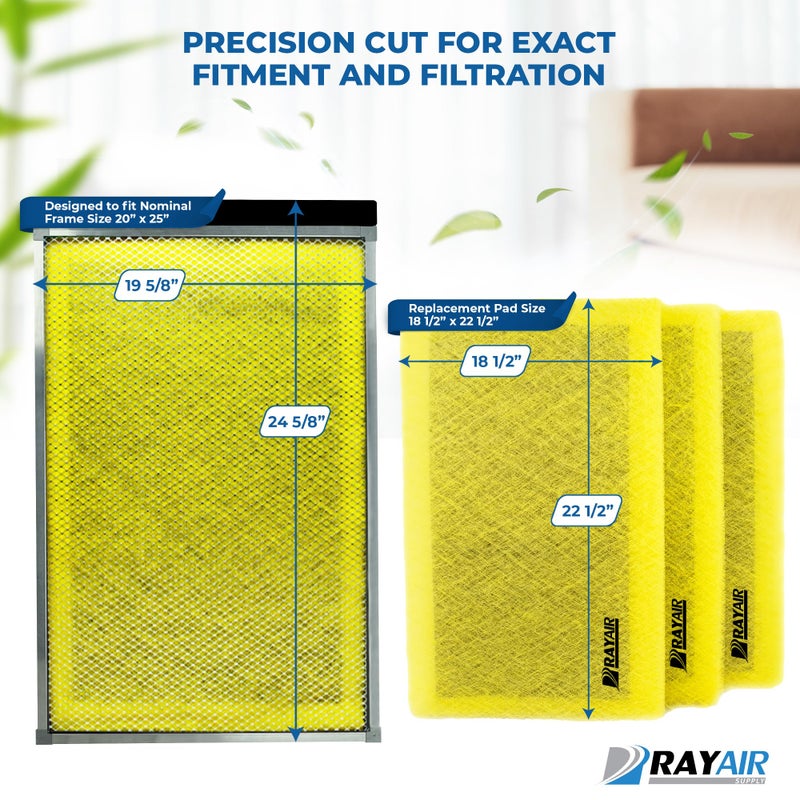 RAYAIR SUPPLY 20x25 Replacement Filter Pads Designed to Fit MicroPower Guard Air Cleaner 20x25 Refills (3 Pack) YELLOW - Image 2